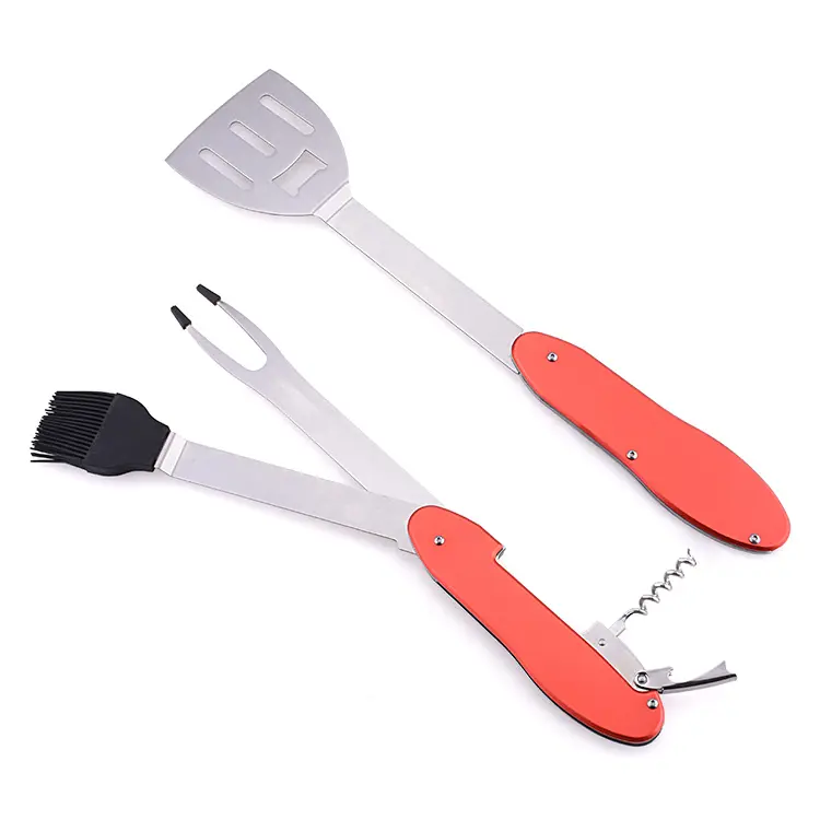 Outil de camping OEM 2Cr acier anodisé poignée en aluminium 5 en 1 extérieur multifonctionnel YR-7576