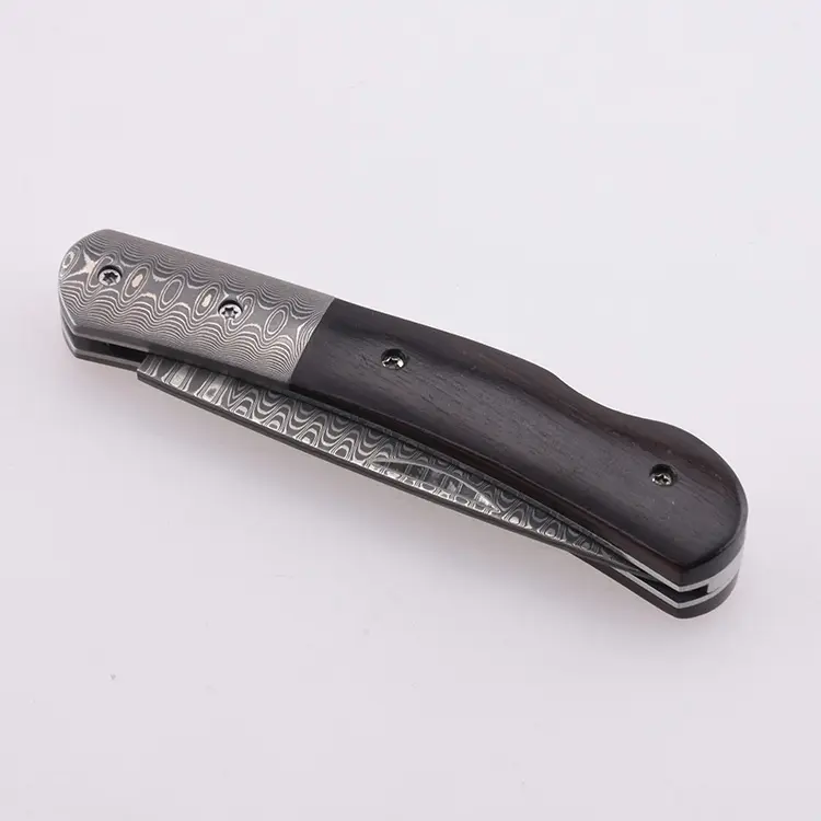 OEM Folding Pocket Knife Damascus Blade Ebony Handle GC-51D-BW