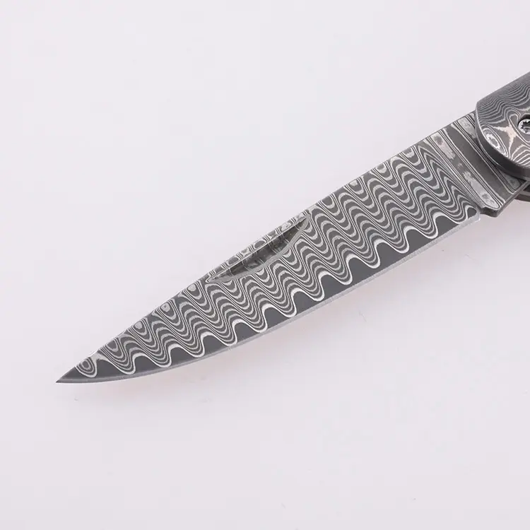 OEM Folding Pocket Knife Damascus Blade Ebony Handle GC-51D-BW