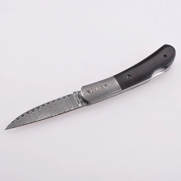 OEM Folding Pocket Knife Damascus Blade Ebony Handle GC-51D-BW