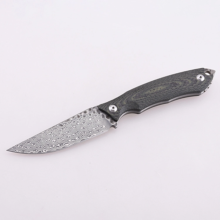 OEM 제품 고정 블레이드 나이프 다마스커스 블레이드 G10 핸들 DJ-2502