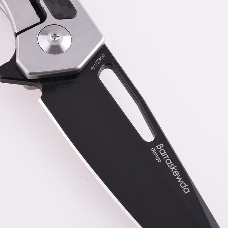 Coltello tascabile pieghevole Shieldon Barraskewda D2 lama 3Cr14 + manico in fibra di carbonio 9042S1-B
