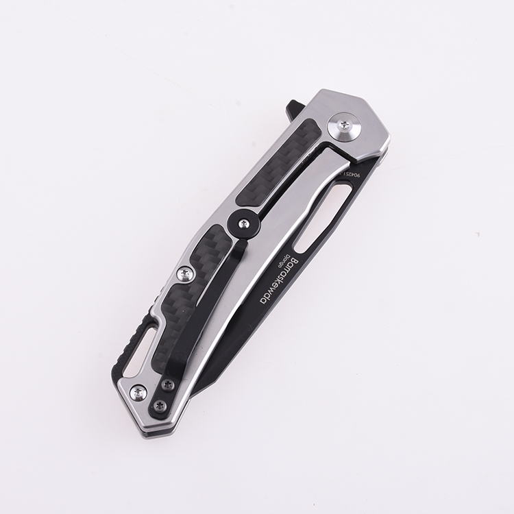 Coltello tascabile pieghevole Shieldon Barraskewda D2 lama 3Cr14 + manico in fibra di carbonio 9042S1-B