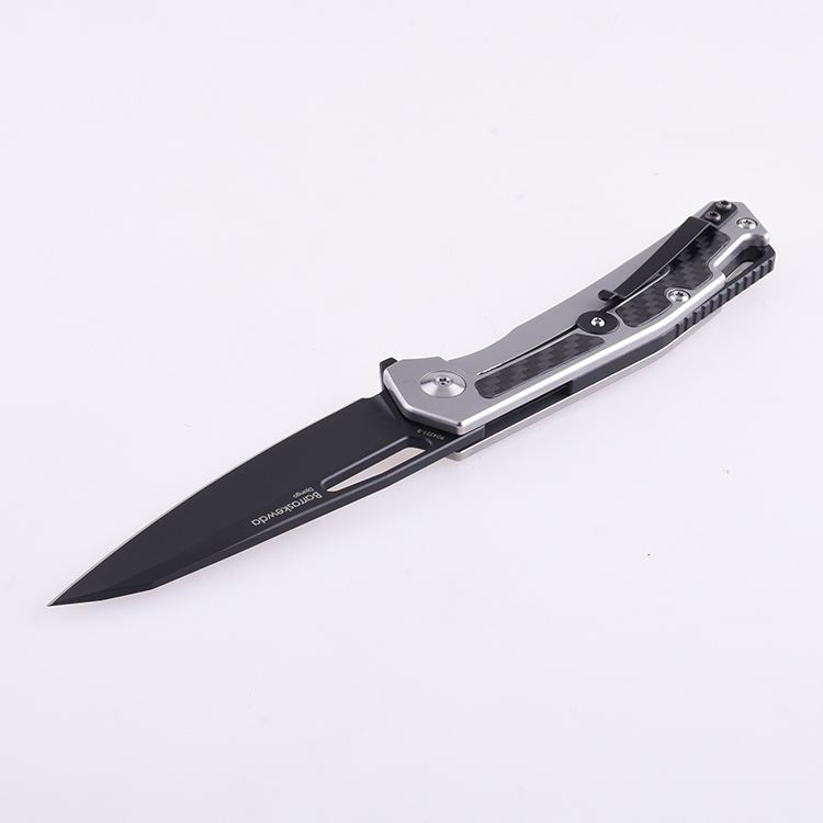 Shieldon Folding Pocket Knife Barraskewda D2 Blade 3Cr14 + Carbon Fiber Handle 9042S1-B