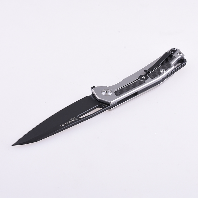 Coltello tascabile pieghevole Shieldon Barraskewda D2 lama 3Cr14 + manico in fibra di carbonio 9042S1-B