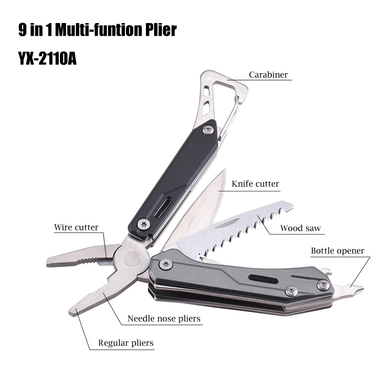 OEM 제품 9 In 1 멀티 툴 플라이어 스테인레스 스틸 멀티 기능 Multitool YX-2110A