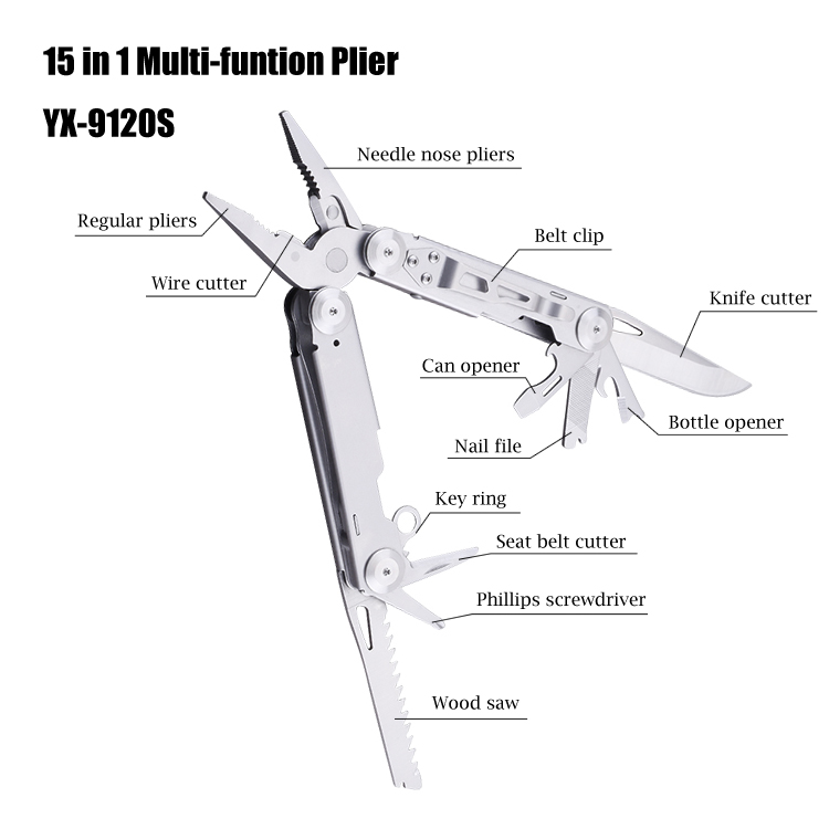 OEM Product 15 In 1 Multi Tool Pliers Stainless Steel Multi Function Multitool YX-9120S