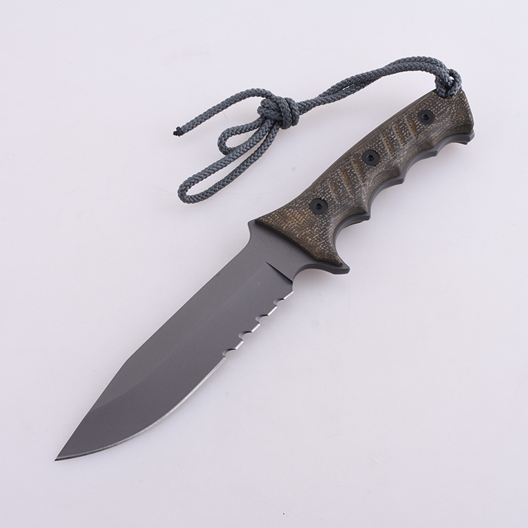 Cuchillo Bowie OEM Mango de lino de fibra de carbono HX-002 03