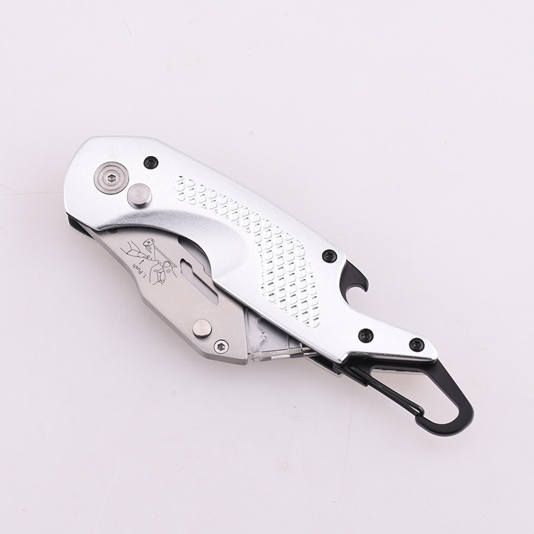 OEM 유틸리티 커터 3 In 1 SK5 블레이드 알루미늄 핸들 카라비너 병따개 HF-GHK3 02