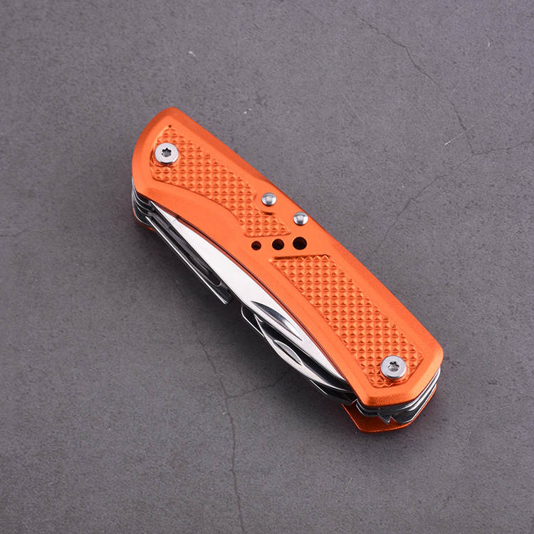 OEM 9-In-1 Army Knife Aluminum Handle corkscrew carabiner screwdriver scissor HF-GH-B08AL 01