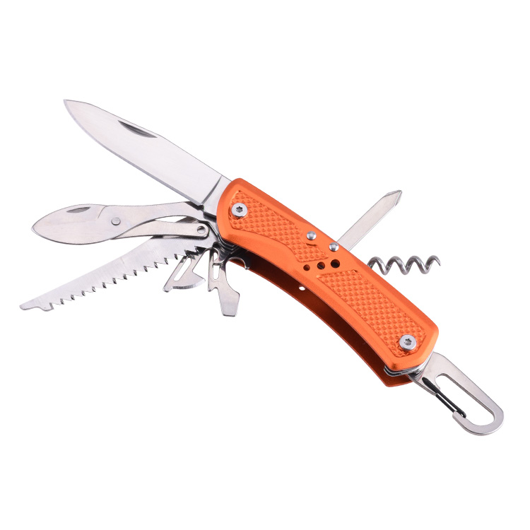 OEM 9-in-1 coltellino militare manico in alluminio cavatappi moschettone cacciavite forbice HF-GH-B08AL