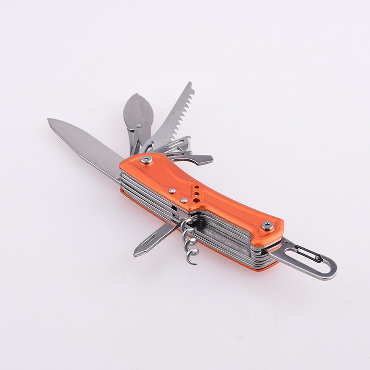 OEM 9-In-1 Army Knife Aluminum Handle corkscrew carabiner screwdriver scissor HF-GH-B08AL 03