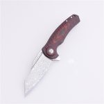 Navaja de bolsillo plegable Shieldon 9Cr18Mov hoja de acero damasco de 67 capas G10 + mango de fibra de carbono 7093D1