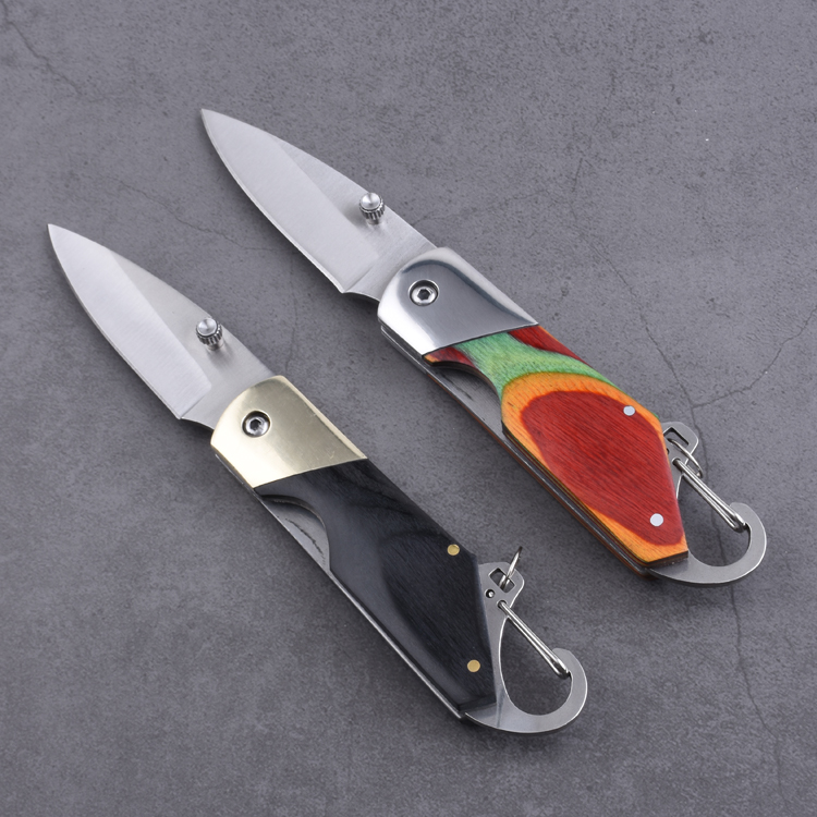 OEM Folding Pocket Knife 3Cr13 Blade Wood + copper Handle SS-0817(S) 01