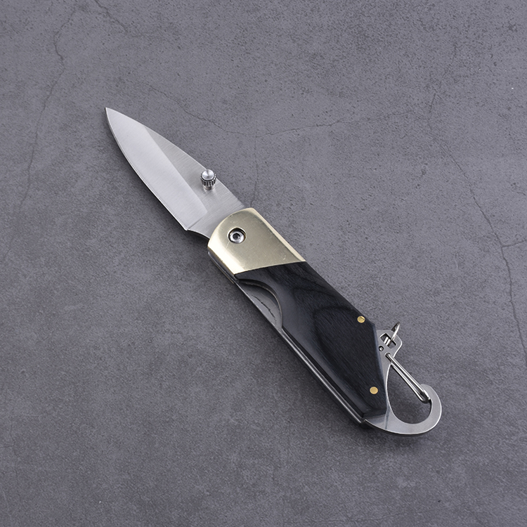 OEM Folding Pocket Knife 3Cr13 Blade Wood + Copper Handle SS-0817(L)