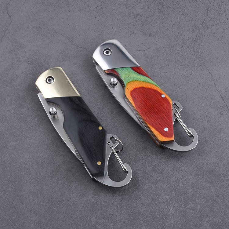 OEM Folding Pocket Knife 3Cr13 Blade Wood + Copper Handle SS-0817(L)