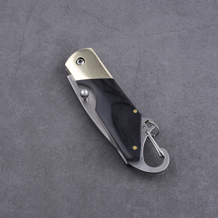 OEM Folding Pocket Knife 3Cr13 Blade Wood + Copper Handle SS-0817(L) 04