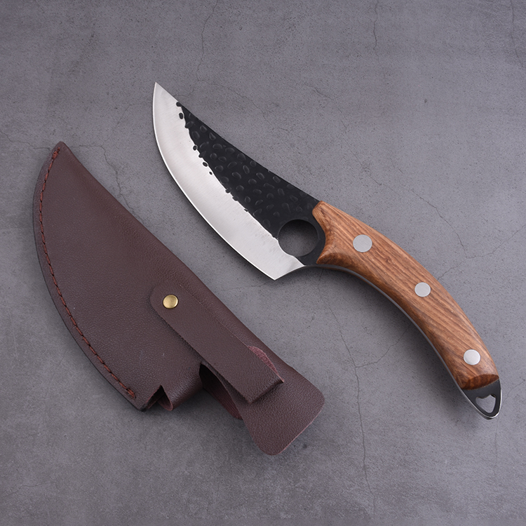 Couteau de boucher fixe OEM 3Cr13 lame manche en bois forgeage lame style HH-5072