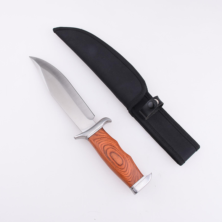 OEM Fixed Hunting Knife 3Cr13 Blade Wood Handle JM-1027 01