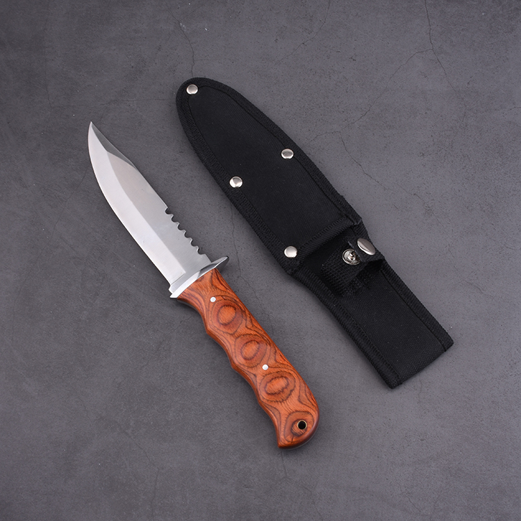 Охотничий нож OEM с фиксированным лезвием 3Cr13, деревянной ручкой JM-1026 03