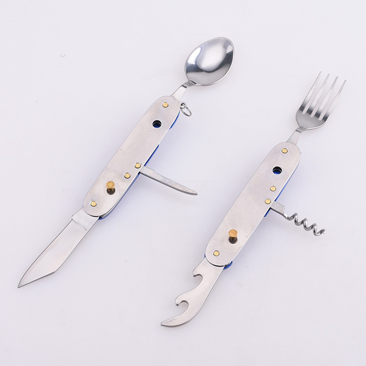 OEM 8 en 1 sacacorchos de aluminio de la bifurcación de la cuchara de la manija del color de encargo de la herramienta que acampa HF-A106ALL