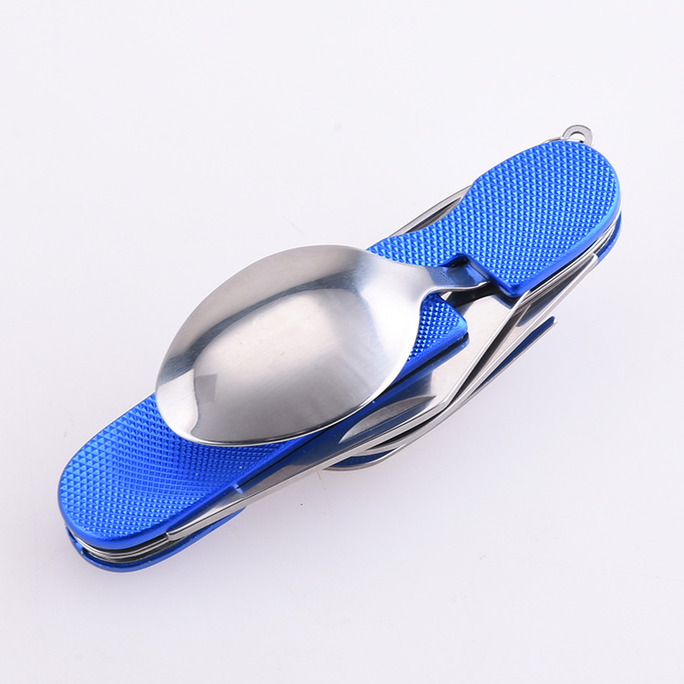 OEM 8 en 1 sacacorchos de aluminio de la bifurcación de la cuchara de la manija del color de encargo de la herramienta que acampa HF-A106ALL