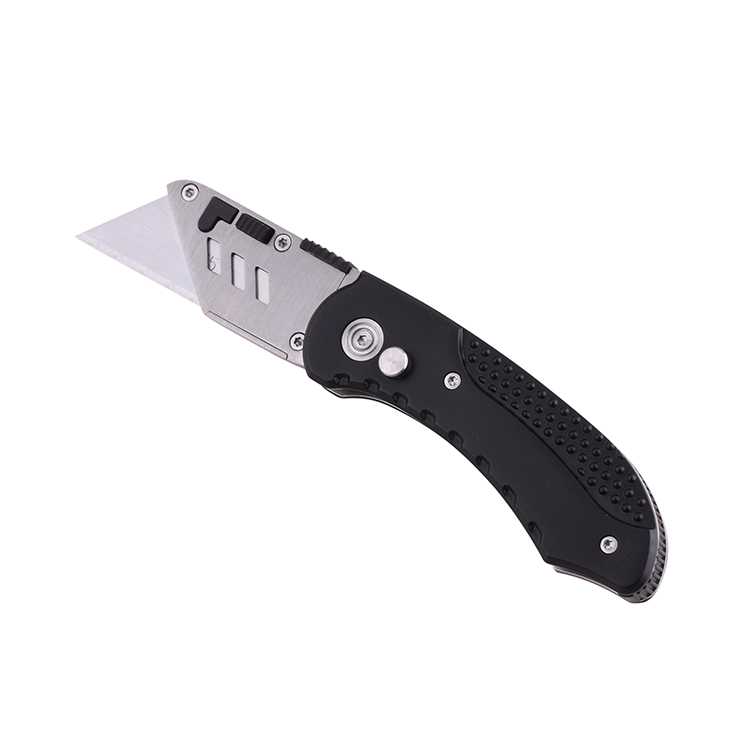 Pemotong utilitas OEM SK5 pisau yang dapat diganti Klip Sabuk Aluminium Gagang 2 in 1 HF-KL007A