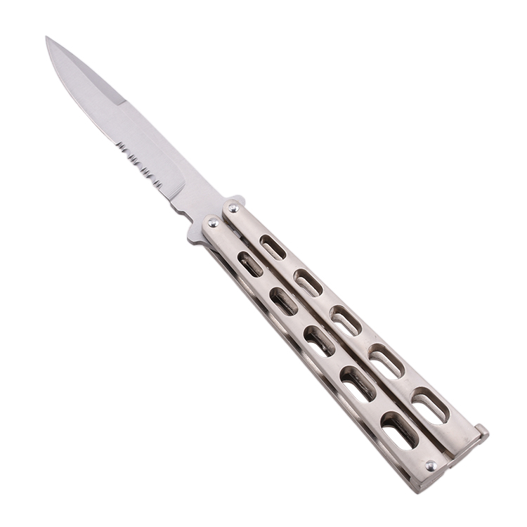 OEM EDC butterfly knife stainless steel silver color large size colorful JLD-C-28C