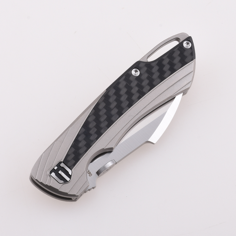 Couteau Shieldon EDC, MN01A Squire, lame M390, poignée incrustée de fibre de carbone titane 6AL4V, verrou de cadre imbriqué, conception Noble Knives (USA)