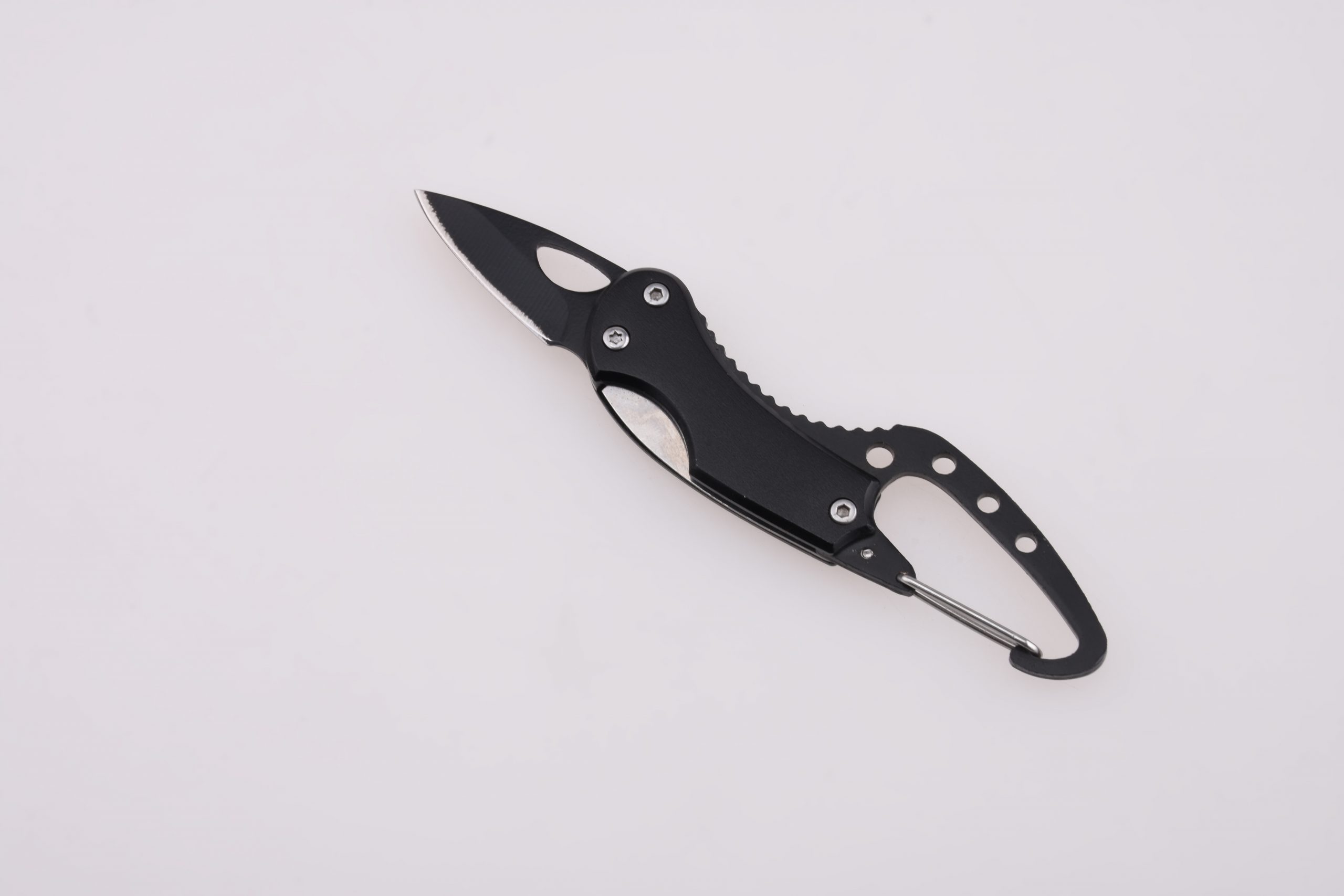 Mosquetón OEM 2 en 1, herramienta portátil, hoja pequeña, mango de aluminio multicolor, JLD-002