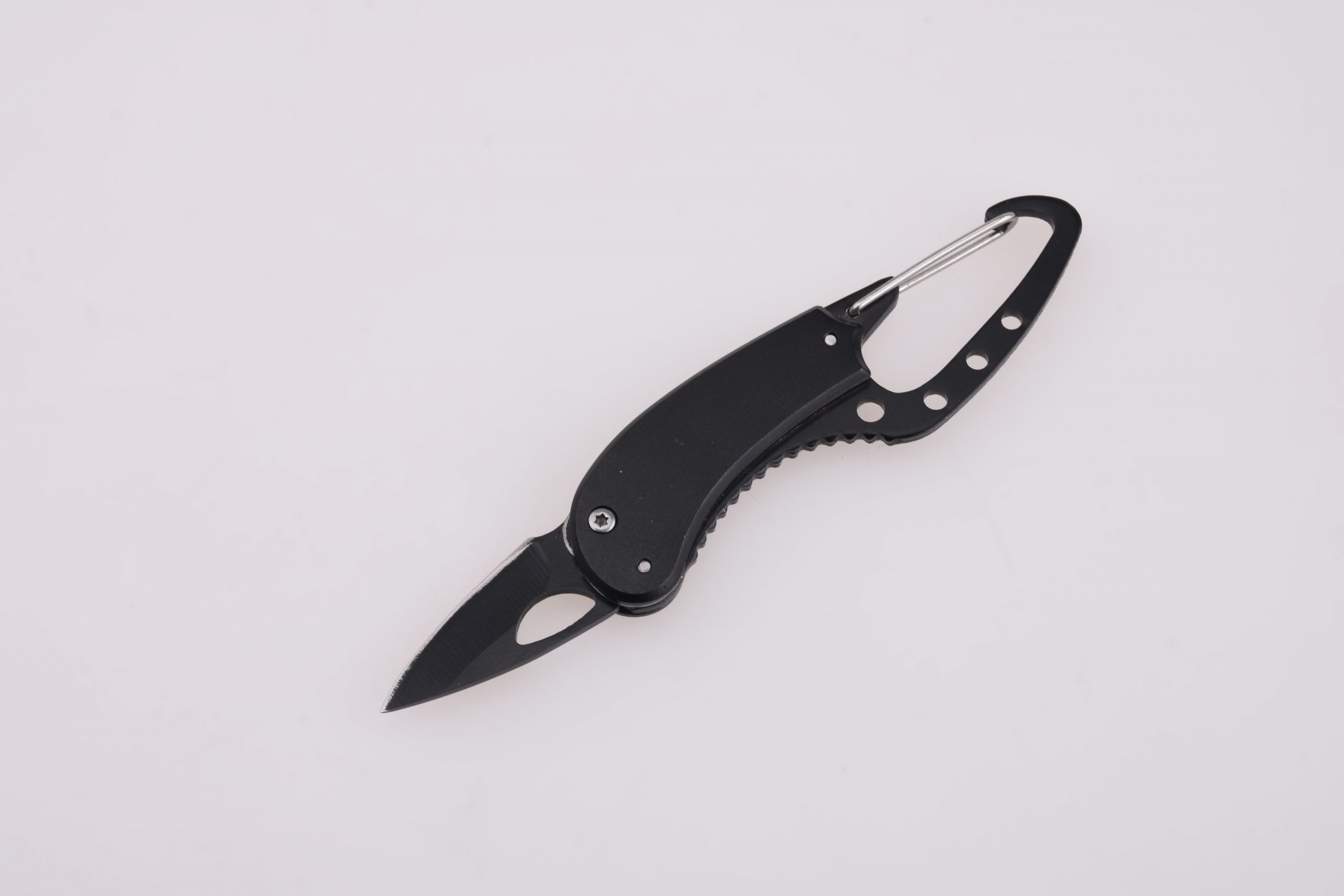 Mosquetón OEM 2 en 1, herramienta portátil, hoja pequeña, mango de aluminio multicolor, JLD-002