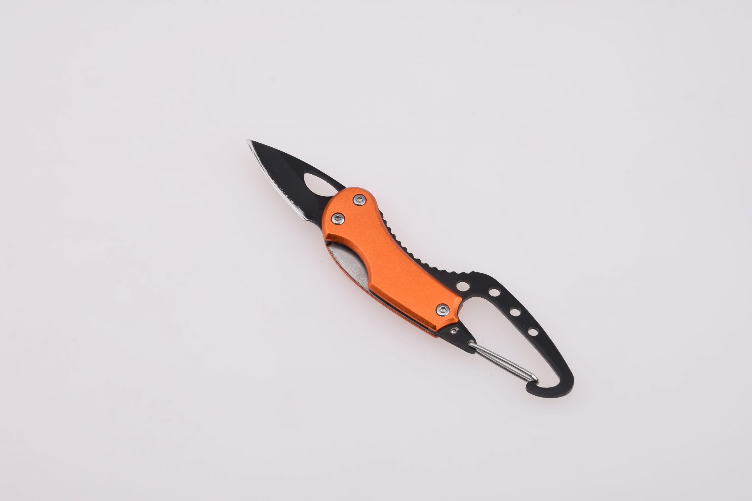 Mosquetón OEM 2 en 1, herramienta portátil, hoja pequeña, mango de aluminio multicolor, JLD-002