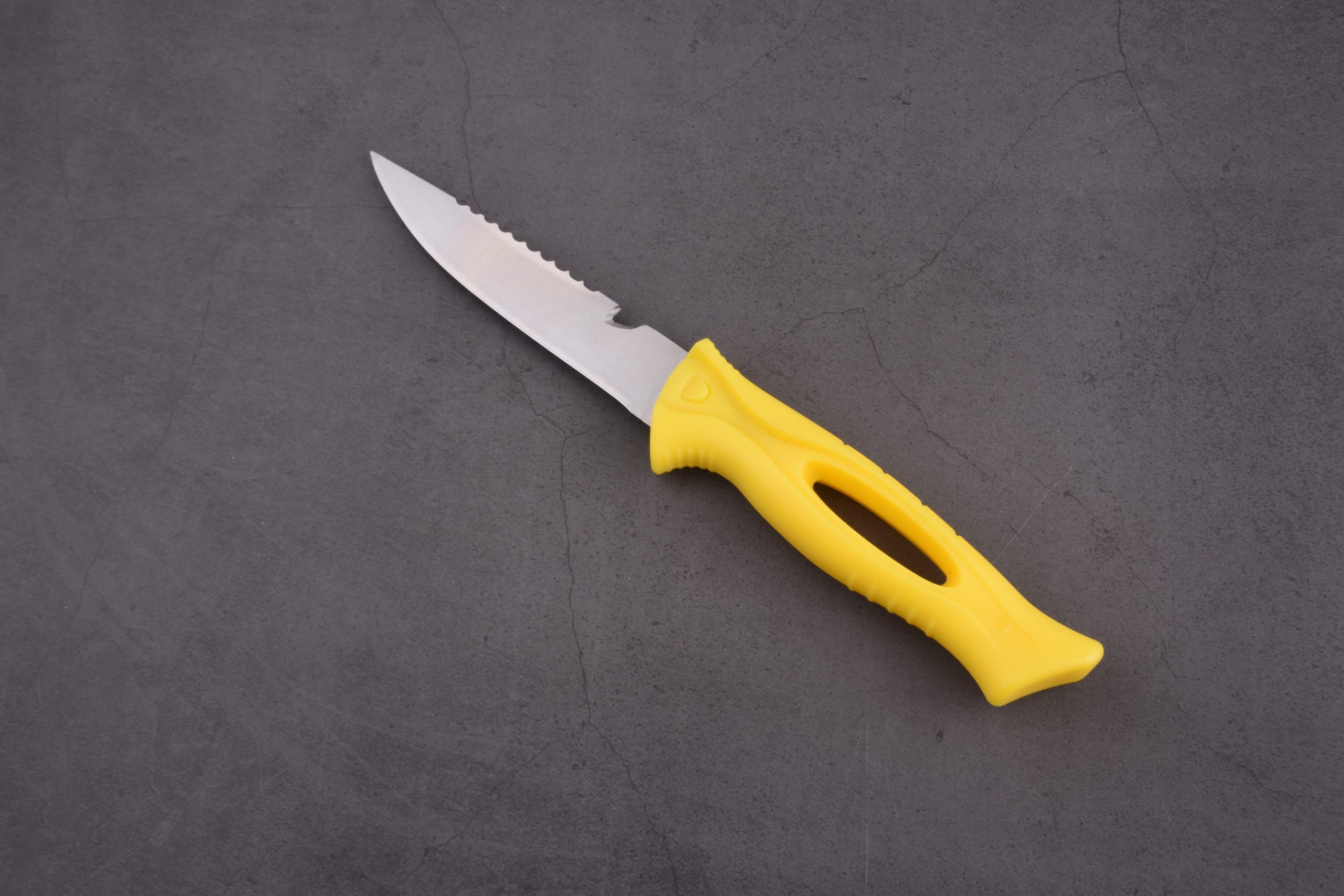 OEM Fixed Fishing Knife 3Cr13 Blade PP Handle with PP sheath yellow FX-22652-A 04