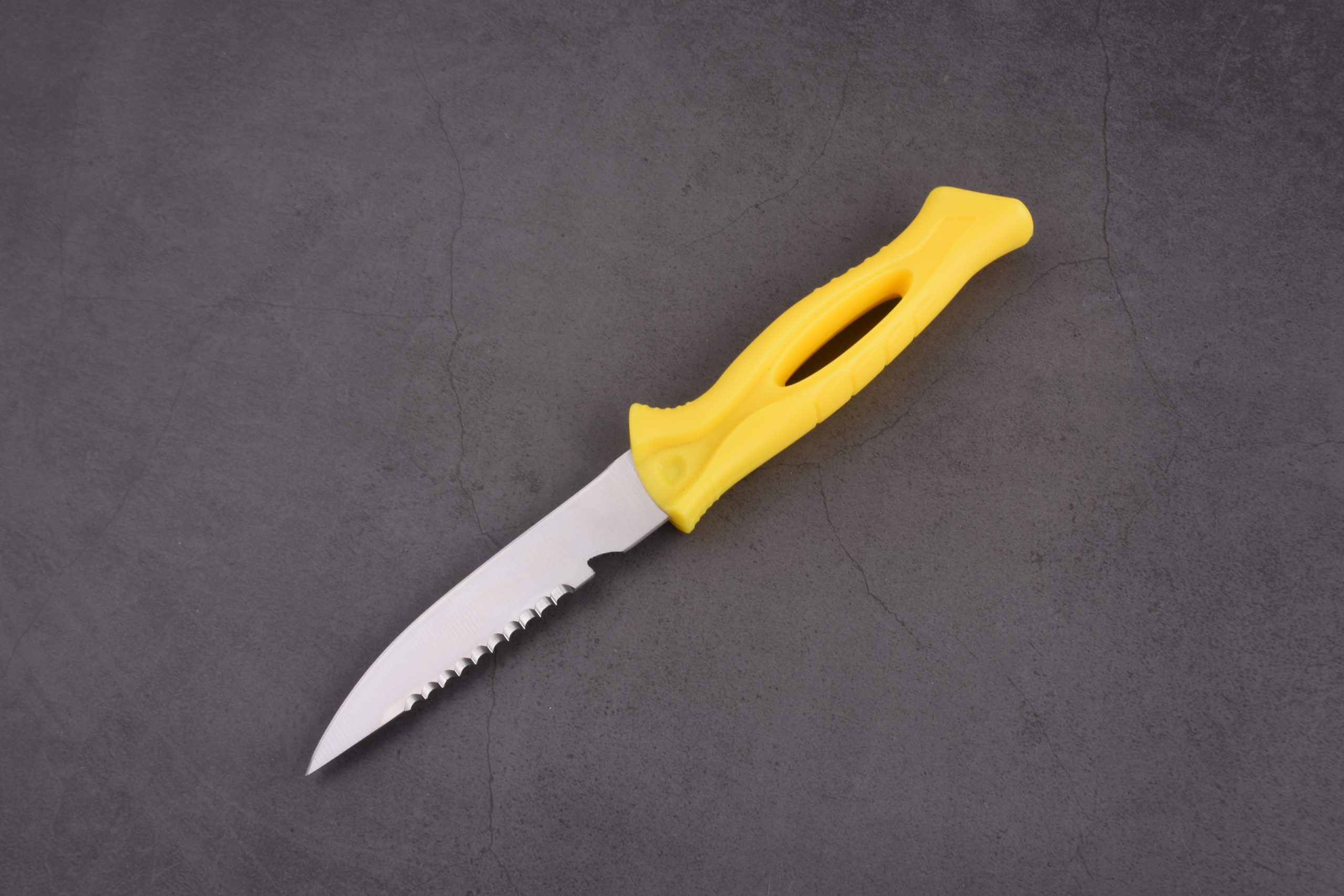 Coltello da pesca fisso OEM 3Cr13 lama manico in PP con guaina in PP giallo FX-22652-A