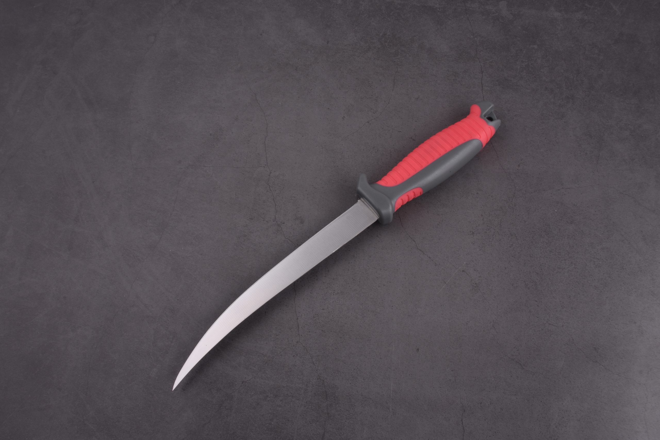 OEM Fixed Fishing Knife 3Cr13 Blade PP+TPR Handle with PP sheath black & red FX- 22654 06