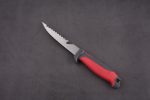 Couteau de pêche fixe OEM 3Cr13 Lame PP + TPR Poignée avec gaine PP noir et rouge FX-22654-05