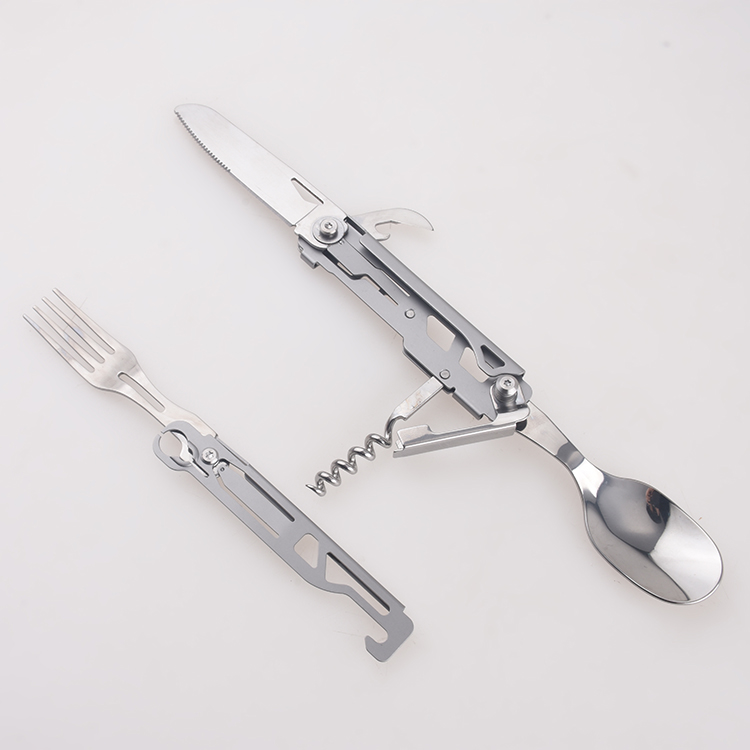 OEM camping tool multi-functions 6 in 1 knife corkscrew detachable spoon fork HF-GHKS002