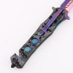 Pisau lipat OEM 3Cr bilah pemegang aluminium anodized pelangi kemasan salutan titanium LS-2567-A