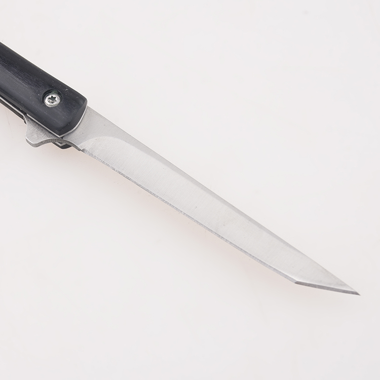 Wholesale folding wood handle 3Cr blade flipper fast open slim pocket knife MC-SK-35