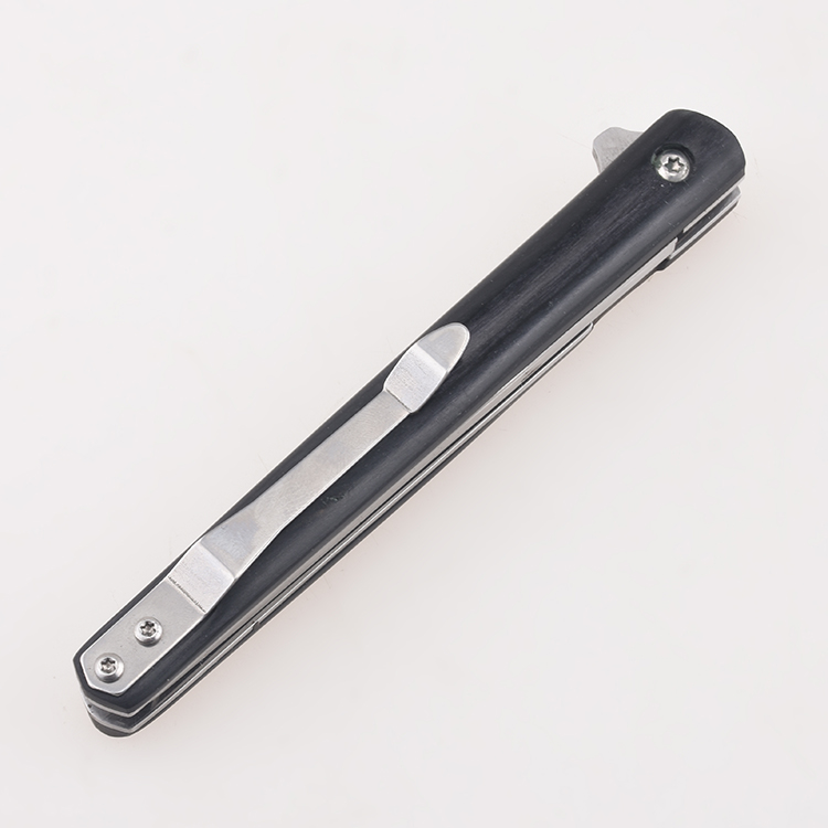 Wholesale folding wood handle 3Cr blade flipper fast open slim pocket knife MC-SK-35