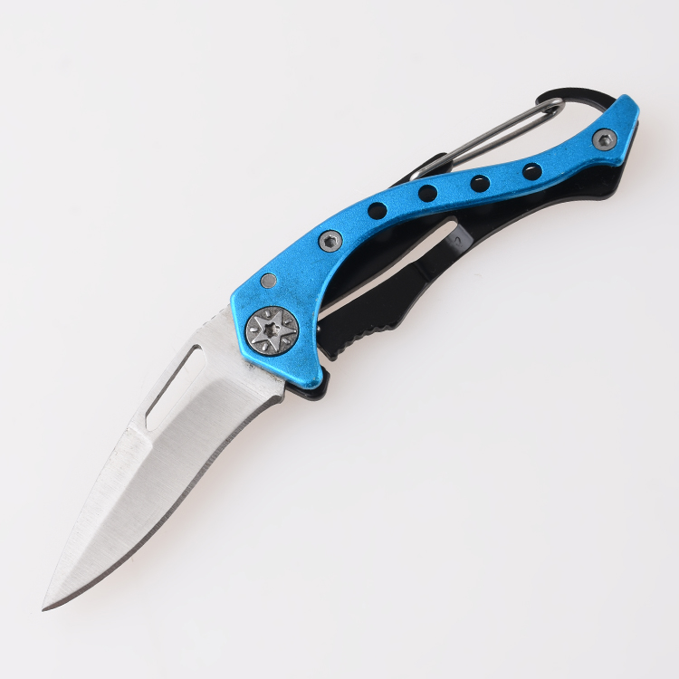 OEM Canabiner cuchillo aluminio anodizado mango hoja portátil al aire libre clip para llave JLD-KC30