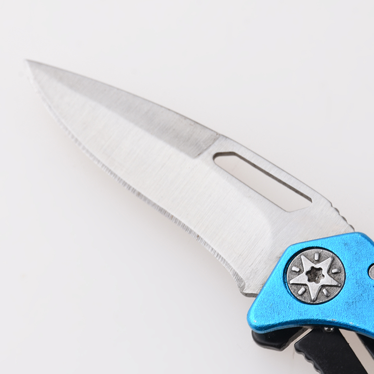 OEM Canabiner cuchillo aluminio anodizado mango hoja portátil al aire libre clip para llave JLD-KC30