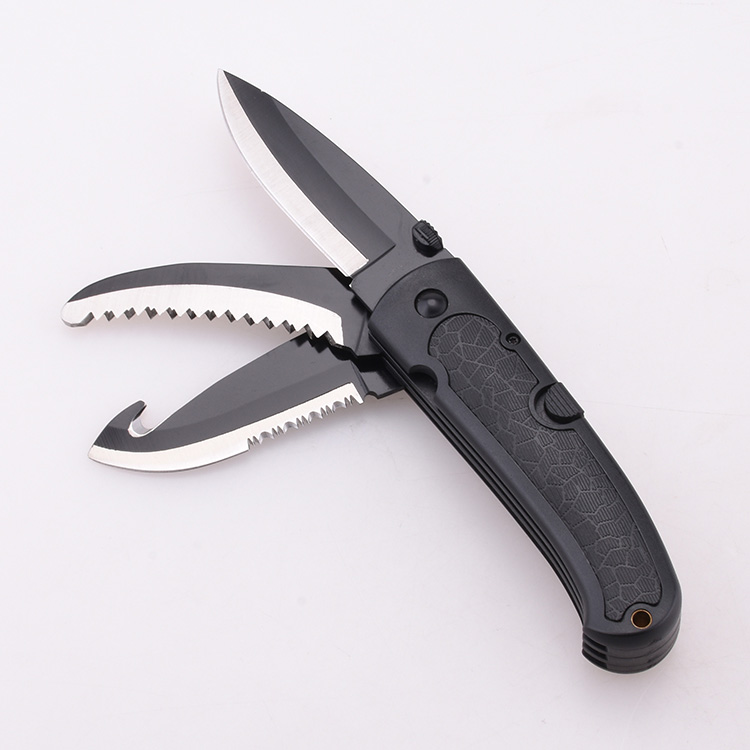 OEM Folding knife lockback 3 blades in 1 outdoor cutter saw gut hook serrated blade JLD-C383