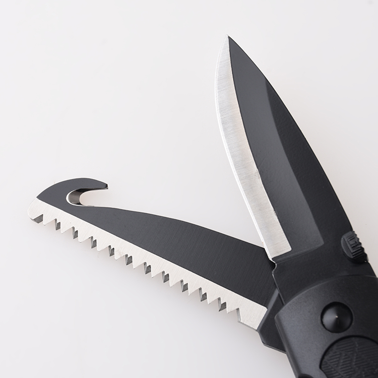 OEM cuchillo plegable PP + TPR mango multiusos 3 en 1 bloqueo 3Cr hoja sierra gancho tripa JLD-C-282