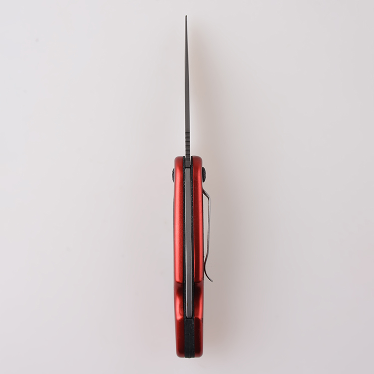 Cuchillo plegable OEM revestimiento rojo acero inoxidable + mango de plástico hoja dentada lockback HF-KS19