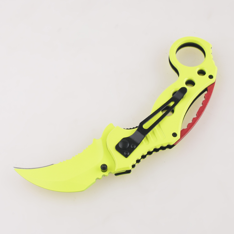 Coltelli pieghevoli OEM Hawkbill lama rivestimento in acciaio inossidabile con rivestimento per la stampa del coltello a collo di blocco FR-0501