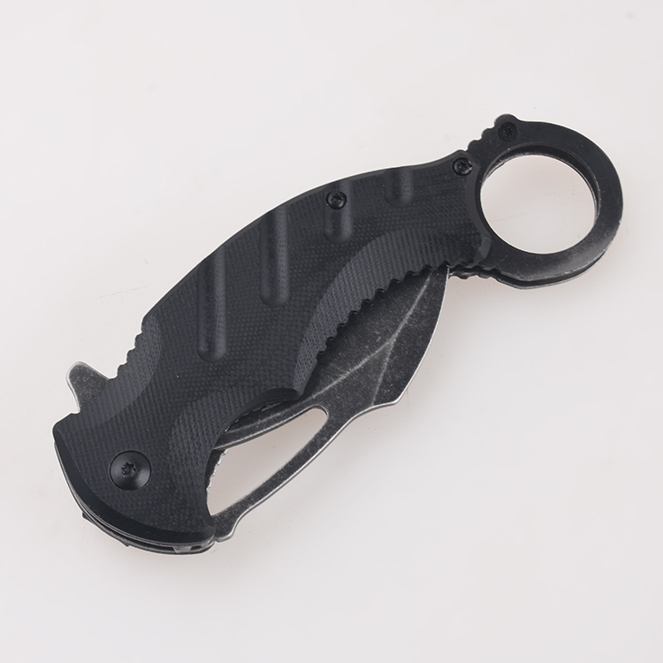 Coltelli pieghevoli OEM Hawkbill lama collo taglio semi-seghettato stonewash annerito FR-0502