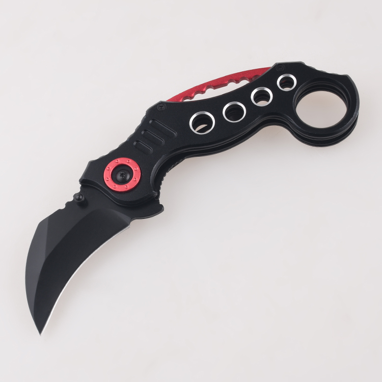 OEM folding knives blackened Hawkbill point neck blade pivot aluminum anodized ring FR-0503