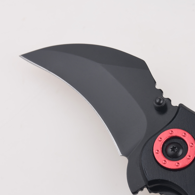 OEM folding knives blackened Hawkbill point neck blade pivot aluminum anodized ring FR-0503