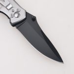 Couteaux pliants OEM lame noircie couleur acier inoxydable manche en bois bouton de pouce ouvert FR-0515